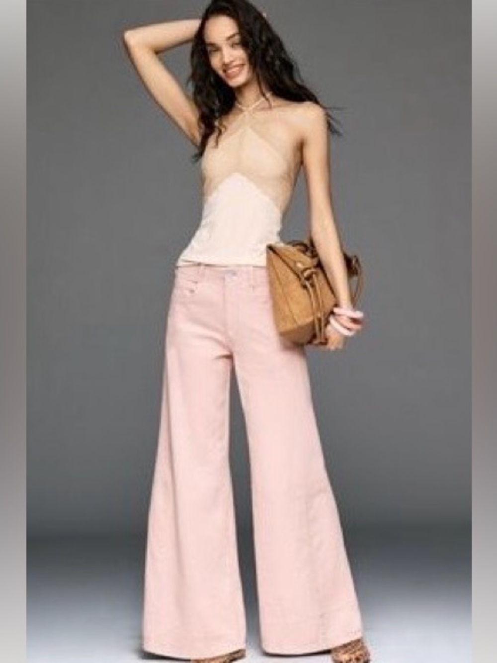 Pilcro Adi Mid Rise Linen Blend Flare Pants NWOT